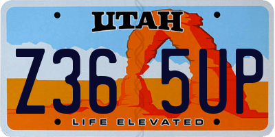 UT license plate Z365UP