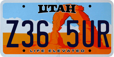 UT license plate Z365UR