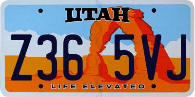 UT license plate Z365VJ