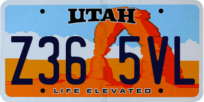 UT license plate Z365VL