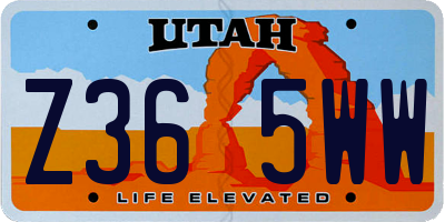 UT license plate Z365WW
