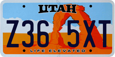 UT license plate Z365XT