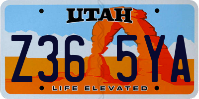 UT license plate Z365YA