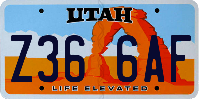 UT license plate Z366AF