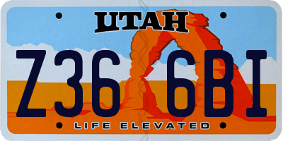 UT license plate Z366BI