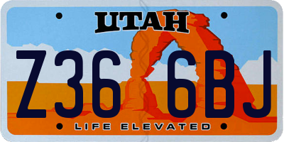 UT license plate Z366BJ