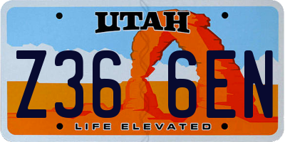 UT license plate Z366EN