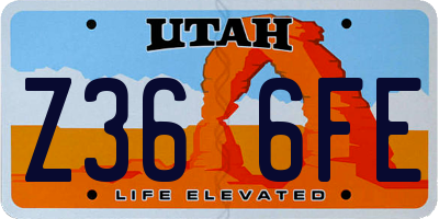 UT license plate Z366FE