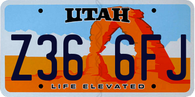 UT license plate Z366FJ