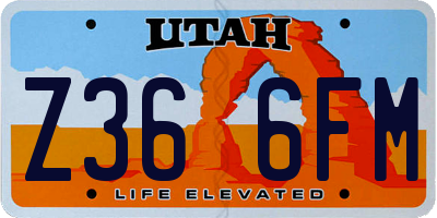 UT license plate Z366FM