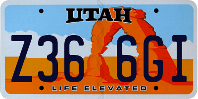 UT license plate Z366GI