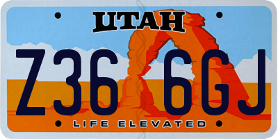 UT license plate Z366GJ