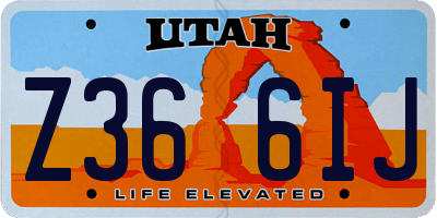 UT license plate Z366IJ