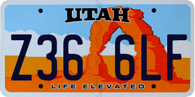 UT license plate Z366LF