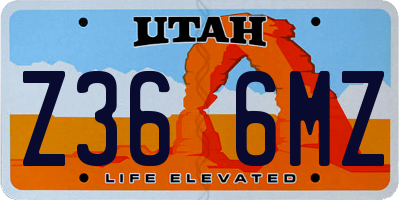 UT license plate Z366MZ