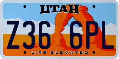 UT license plate Z366PL
