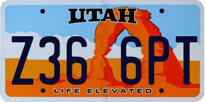 UT license plate Z366PT