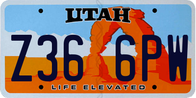 UT license plate Z366PW