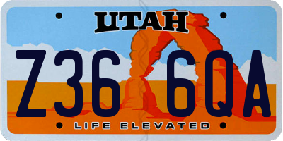 UT license plate Z366QA