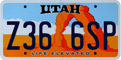 UT license plate Z366SP