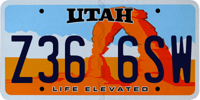 UT license plate Z366SW