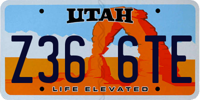 UT license plate Z366TE