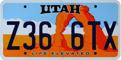UT license plate Z366TX