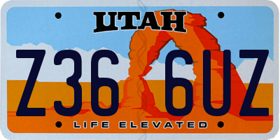 UT license plate Z366UZ