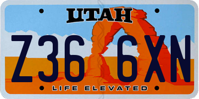 UT license plate Z366XN