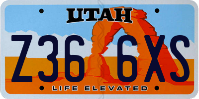 UT license plate Z366XS