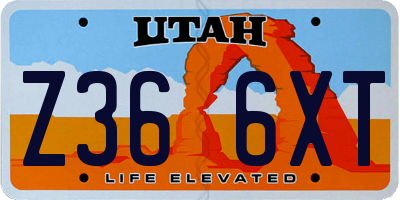 UT license plate Z366XT