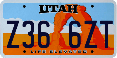 UT license plate Z366ZT