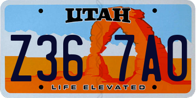 UT license plate Z367AO