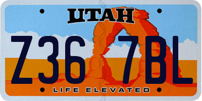 UT license plate Z367BL