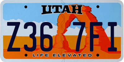 UT license plate Z367FI