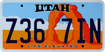 UT license plate Z367IN