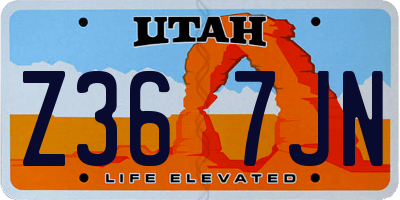 UT license plate Z367JN