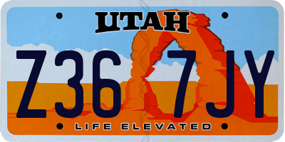 UT license plate Z367JY
