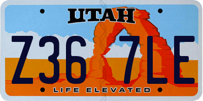 UT license plate Z367LE