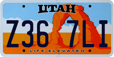 UT license plate Z367LI