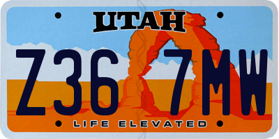 UT license plate Z367MW
