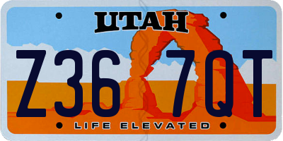 UT license plate Z367QT
