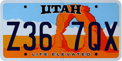 UT license plate Z367QX