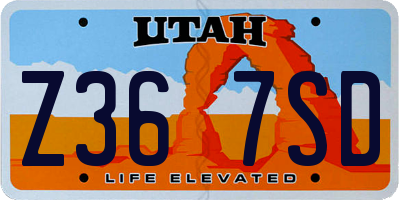 UT license plate Z367SD