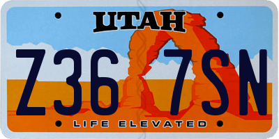 UT license plate Z367SN