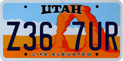 UT license plate Z367UR