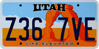 UT license plate Z367VE
