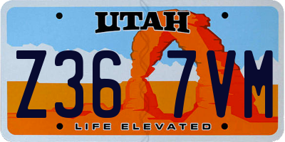 UT license plate Z367VM