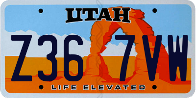 UT license plate Z367VW