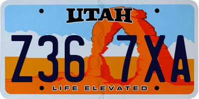 UT license plate Z367XA